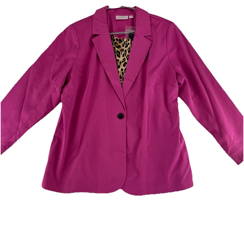 Belle‎ by Kim Gravel Animal Pop Blazer Size Large Hot Pink